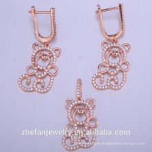 animal lindo conjunto de joyas al por mayor fabricación china 925 conjuntos de bodas de plata